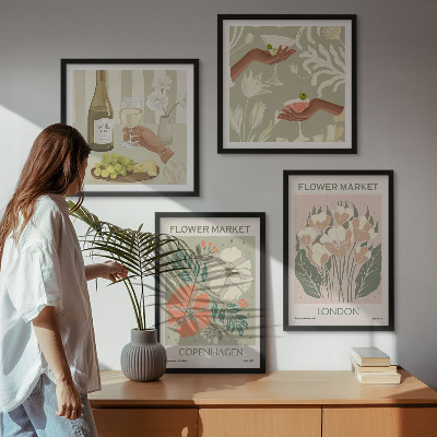 Wall art set Floral posters wine city