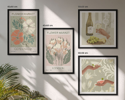 Wall art set Floral posters wine city