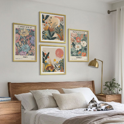 Set of 4 wall art pieces Floral Posters Paris London