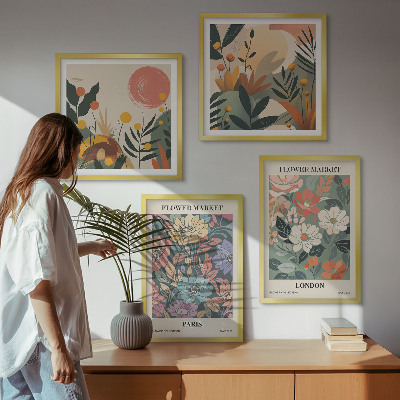 Set of 4 wall art pieces Floral Posters Paris London