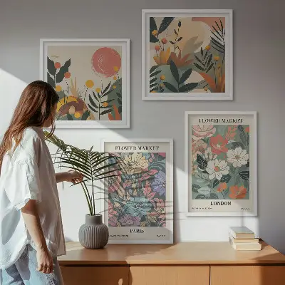 Floral Paris and London wall art posters set of 4 pieces