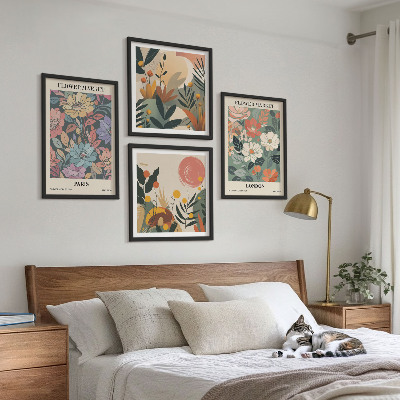 Set of 4 wall art pieces Floral Posters Paris London