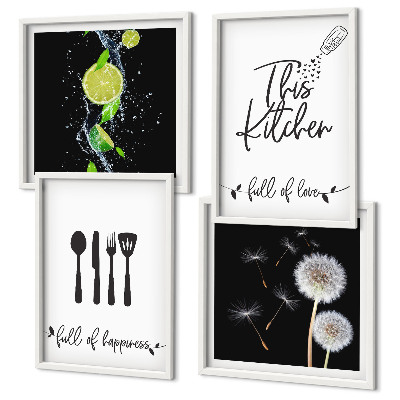 Multi-piece wall decor set Dandelions lime kitchen inscriptions