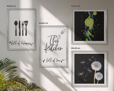 Multi-piece wall decor set Dandelions lime kitchen inscriptions