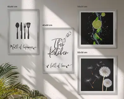 Multi-piece wall decor set dandelions with lime kitchen inscriptions