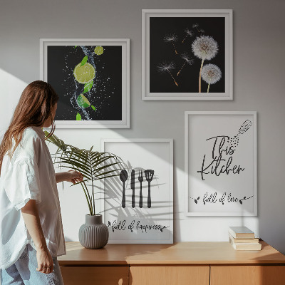Multi-piece wall decor set Dandelions lime kitchen inscriptions