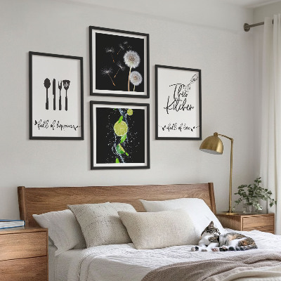 Multi-piece wall decor set Dandelions lime kitchen inscriptions