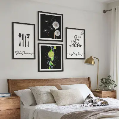 Multi-piece wall decor set dandelions with lime kitchen inscriptions