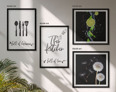 Multi-piece wall decor set Dandelions lime kitchen inscriptions