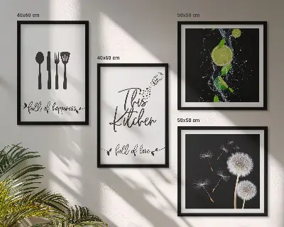 Multi-piece wall decor set dandelions with lime kitchen inscriptions