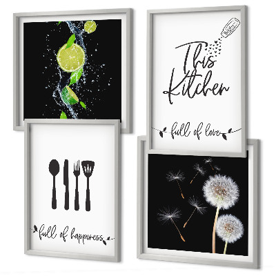 Multi-piece wall decor set Dandelions lime kitchen inscriptions