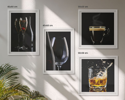 Wall art set Whiskey wine champagne coffee alcohol