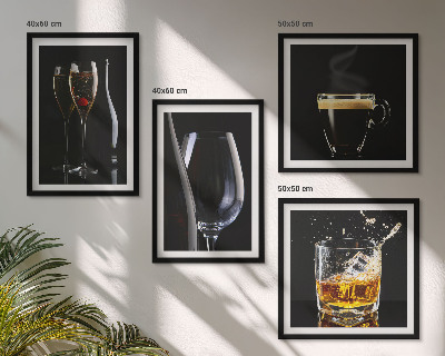 Wall art set Whiskey wine champagne coffee alcohol