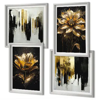 Wall art set Stylish modern flowers