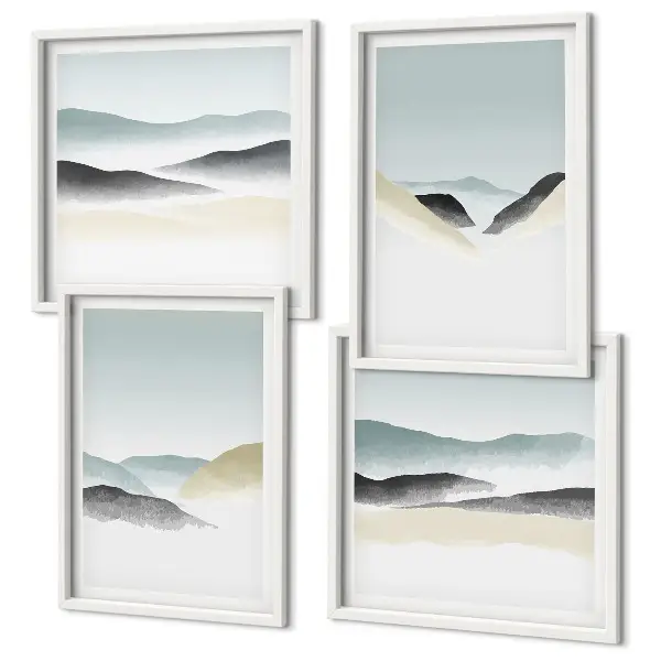 Multi-piece wall decor set minimalist mountain landscape in pastel colors