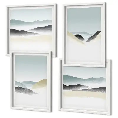 Multi-piece wall decor set minimalist mountain landscape in pastel colors