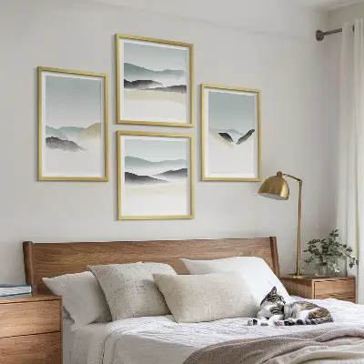 Multi-piece wall decor set minimalist mountain landscape in pastel colors
