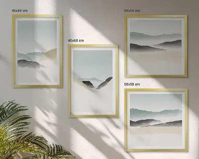 Multi-piece wall decor set minimalist mountain landscape in pastel colors