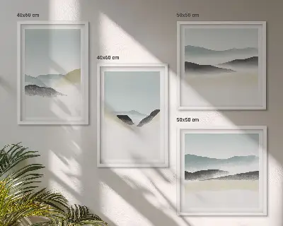 Multi-piece wall decor set minimalist mountain landscape in pastel colors
