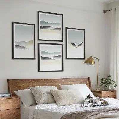 Multi-piece wall decor set minimalist mountain landscape in pastel colors