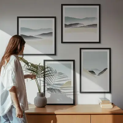 Multi-piece wall decor set minimalist mountain landscape in pastel colors