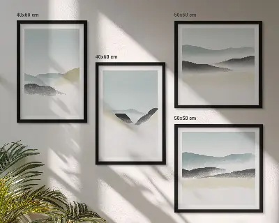 Multi-piece wall decor set minimalist mountain landscape in pastel colors