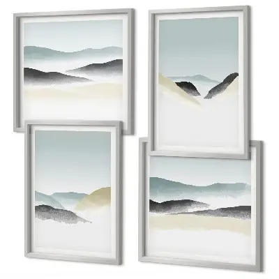 Multi-piece wall decor set minimalist mountain landscape in pastel colors
