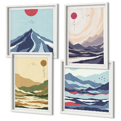 Wall art set Pastel mountains japandi style