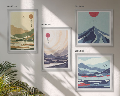 Wall art set Pastel mountains japandi style