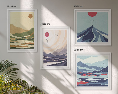 Wall art set Pastel mountains japandi style