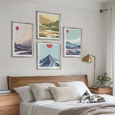 Abstract mountain landscape wall art multi-piece decor set