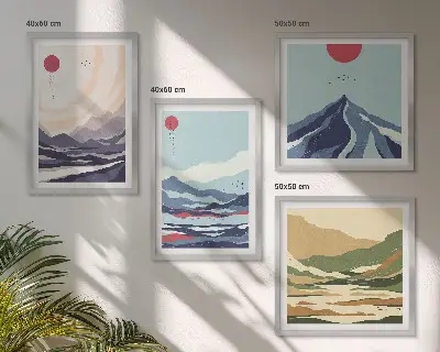 Abstract mountain landscape wall art multi-piece decor set