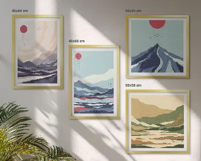 Abstract mountain landscape wall art multi-piece decor set