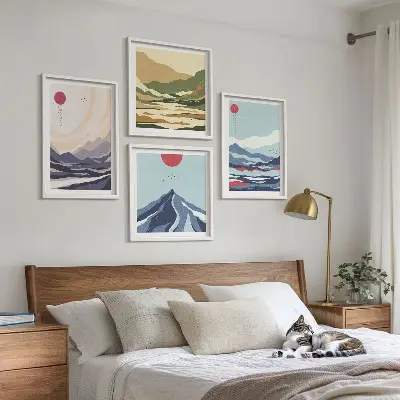 Abstract mountain landscape wall art multi-piece decor set