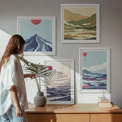 Abstract mountain landscape wall art multi-piece decor set