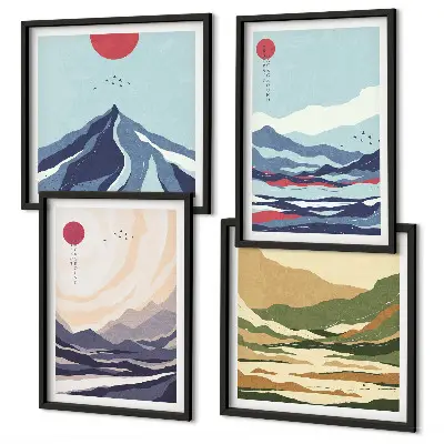 Abstract mountain landscape wall art multi-piece decor set