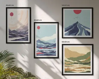 Abstract mountain landscape wall art multi-piece decor set