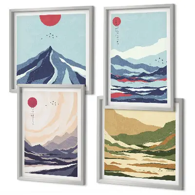 Abstract mountain landscape wall art multi-piece decor set