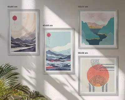 Japanese mountain landscape wall art set of 4 pieces