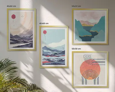 Japanese mountain landscape wall art set of 4 pieces