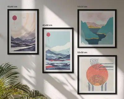 Japanese mountain landscape wall art set of 4 pieces