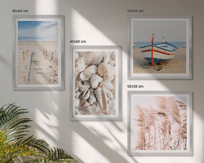 Multi-piece wall decor set Beach boat shells grass boho
