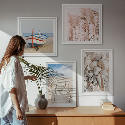 Multi-piece wall decor set Beach boat shells grass boho
