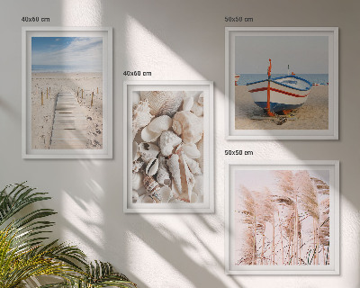 Multi-piece wall decor set Beach boat shells grass boho