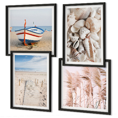 Multi-piece wall decor set Beach boat shells grass boho