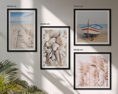 Multi-piece wall decor set Beach boat shells grass boho