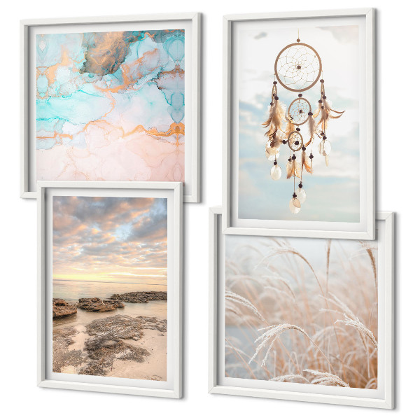 Wall art set Sea of clouds dream catcher grass