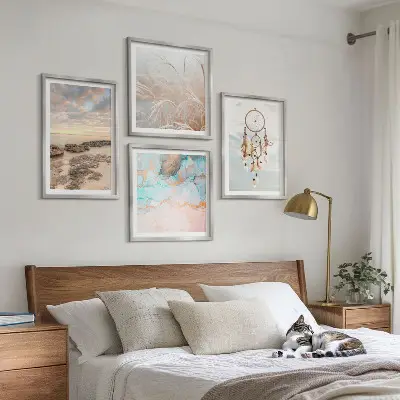 Wall art set sea of clouds dream catcher grass design