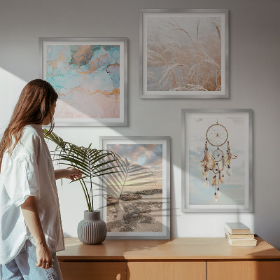 Wall art set Sea of ​​clouds dream catcher grass
