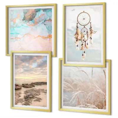 Wall art set sea of clouds dream catcher grass design
